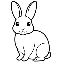 Cute little bunny/Rabbit line art Vector Illustration.