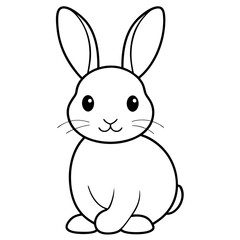 Cute little bunny/Rabbit line art Vector Illustration.