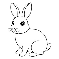 Cute little bunny/Rabbit line art Vector Illustration.