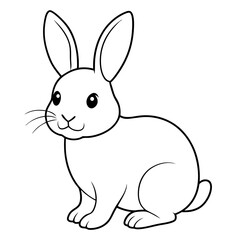 Cute little bunny/Rabbit line art Vector Illustration.