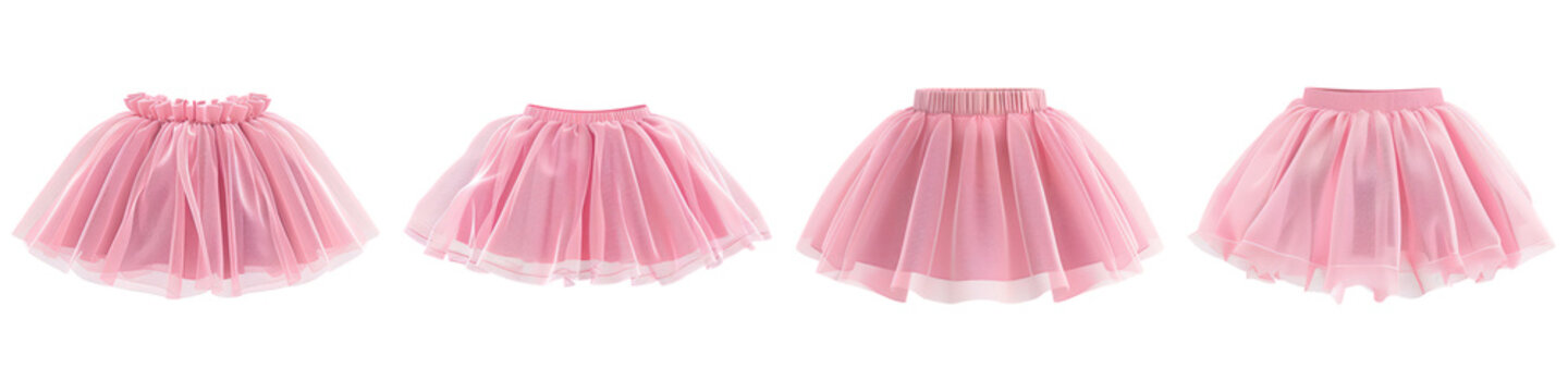 Set of Children'S Tutu Skirt isolated on transparent png background illustration. Generative ai