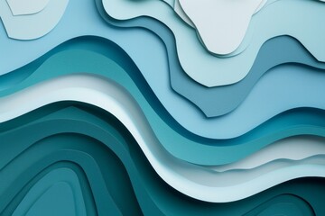 Fototapeta premium Abstract blue layered paper waves texture background