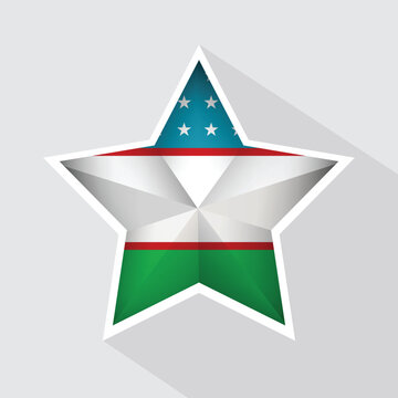 recommend clip art: Uzbekistan Flag Star Shape Icon