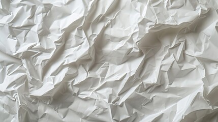 Obraz premium A high-resolution close-up of white crumpled paper, ideal for use as a textured background