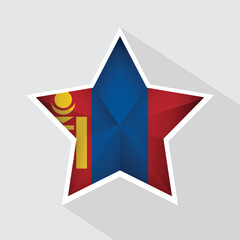 Mongolia Flag Star Shape Icon