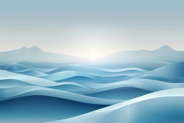 Naklejka premium Serene blue waves landscape at sunrise