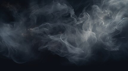 Abstract smoke texture over black background. Fog in the darkness.