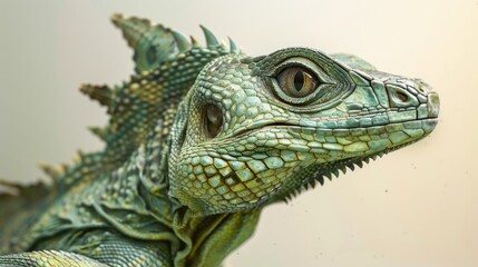 Fototapeta premium Hernandez s Helmeted Basilisk on a Light Background