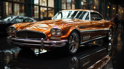 Chrome-plated surface gleaming in sunlight