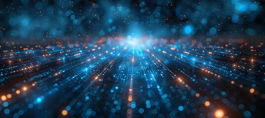 Fototapeta premium Futuristic Technology Grid Lines with Blue Glow on Dark Background