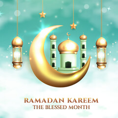 Realistic Bakground Ramadan Kareem suitable for banner, greeting card or your business with Ramadan theme