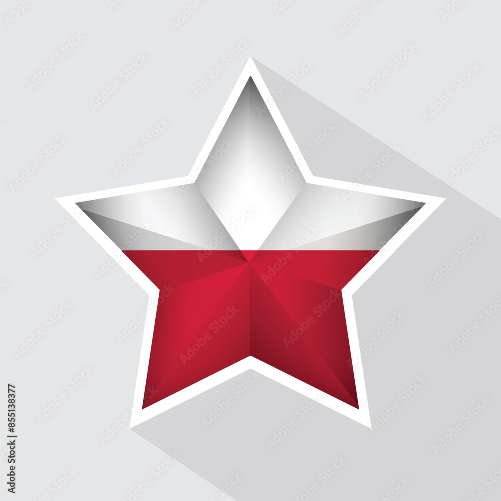 Wall mural Poland Flag Star Shape Icon