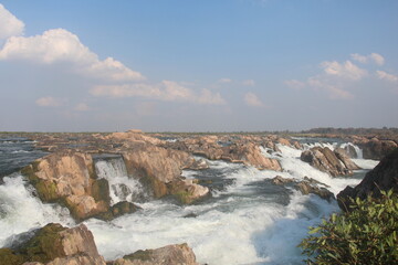 Obraz premium Cambodia. Sunrise on the Mekong River in Stung Treng province.