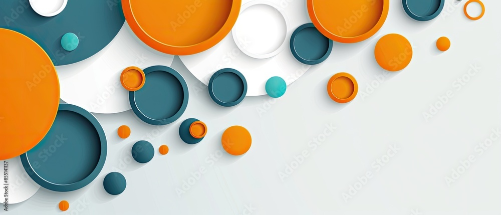 Sticker abstract geometric background with intersecting circles and vibrant colors