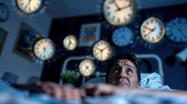 personne insomniaque dans son lit voyant d&eacute;filer les heures la nuit