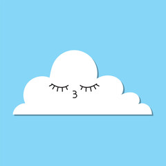 comic book style cartoon white cloud. isolated on sky background. Vector illustration. EPS 10 