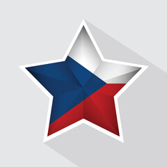 Czech Republic Flag Star Shape Icon