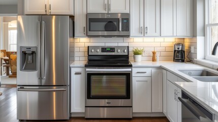 Fototapeta premium Modern kitchen with clean lines and bright decor