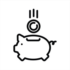 Piggy bank savings simple line icon

