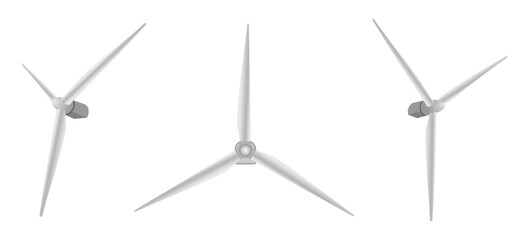 propeller of wind turbine set. close up front view and side view. vector illustration isolated on white background. © Zhee-Graphic