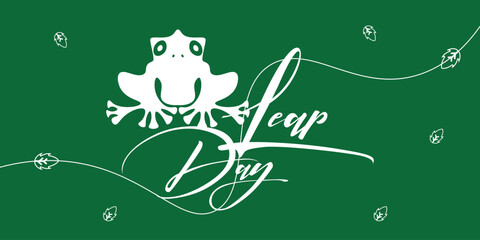 Leap day and frog flat style cartoon background. Leap day concept vector