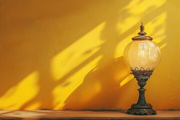 Vintage lamp on a yellow background