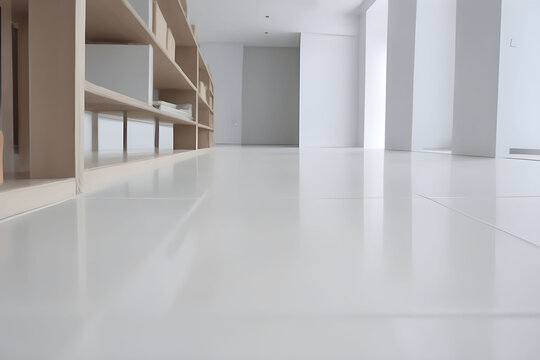 perspectiva de piso branco liso e brilhante mockup	
