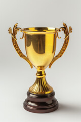 Gold trophy cup isolated on a white background. Created with Generative AI technology.