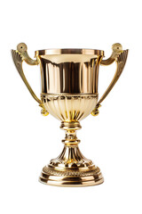 Gold trophy cup isolated on a white background. Created with Generative AI technology.