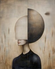 Obraz oblicze kobiety z naturą