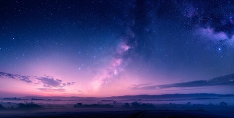 Fototapeta premium Lavender fields under a starry night sky