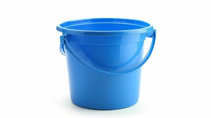 Blue plastic bucket on white background