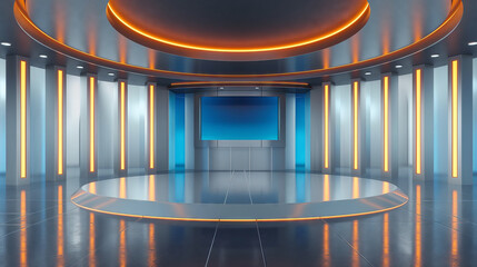Television studio, virtual studio set. ideal for green screen compositing.	
