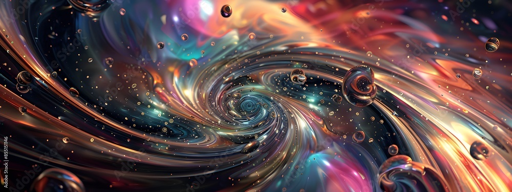 Canvas Prints colorful swirling vortex with bubbles, representing a journey through time and space, vibrant and dy
