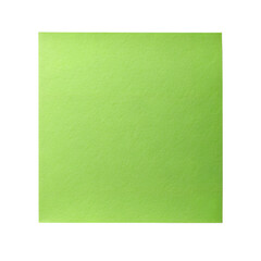 Blank square green note paper on isolated PNG background. realistic paper texture, realistic light and shade,