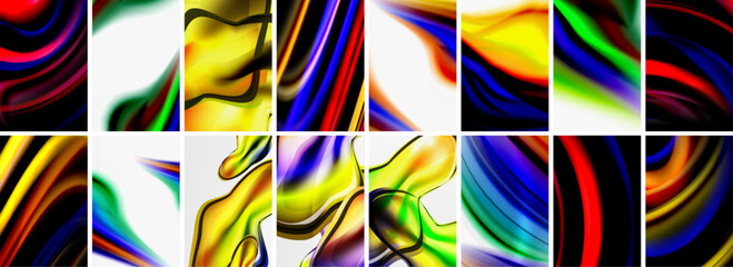 Fototapeta premium Collection of abstract background with waves, colorful shapes and 3d shadow effect. Vector Illustration For Wallpaper, Banner, Background, Card, Book Illustration, landing page