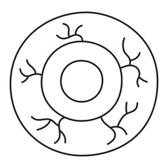 Cartoon Halloween eyeball line icon.