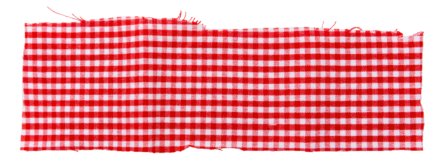 Piece of torn crumpled checkered fabric on a white background. Textile. Cellular tissue isolate
