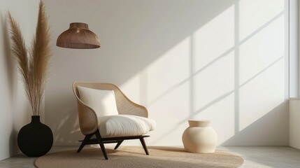 Minimalist interior design with designer chair
