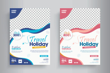 Travel Flyer or Poster Template design layout, Travel agency flyer vector posters for business. 