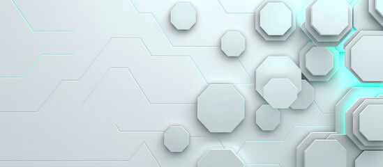 A white background with some hexagons, for presentations, scientific, medical and educational purposes, IT technology