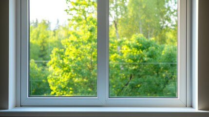 Window with a white metal frame installed in a modern home