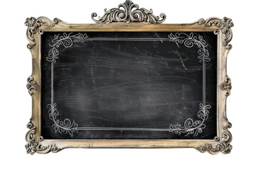 Obraz premium An ornate, vintage blackboard with an intricate frame, perfect for educational or decorative purposes in a classic or rustic setting.