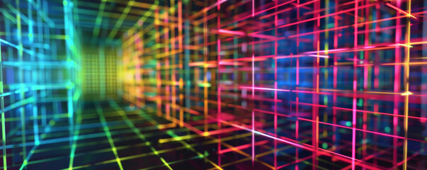 Fototapeta premium Bright background with a bold, colorful digital grid.