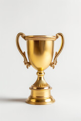 Gold trophy cup isolated on a white background. Created with Generative AI technology.