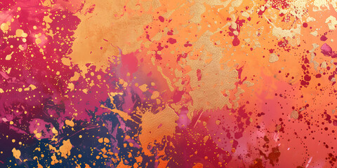 Abstract splashes of color in a gradient from coral to gold, creating a vibrant and artistic backdrop, ideal for creative products or festive items