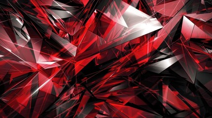 Abstract red and black geometric crystal-like shapes forming a complex and vibrant pattern, perfect for artistic backgrounds and designs.