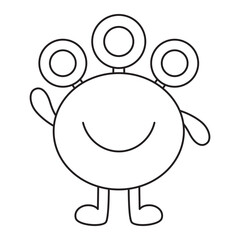 Cartoon funny monster line icon.