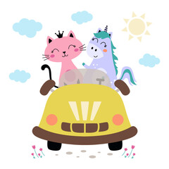 cute animals in car