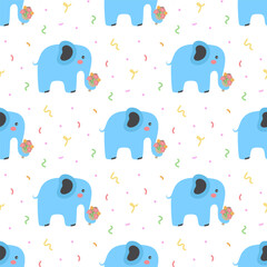 greeting seamless pattern with elephant
